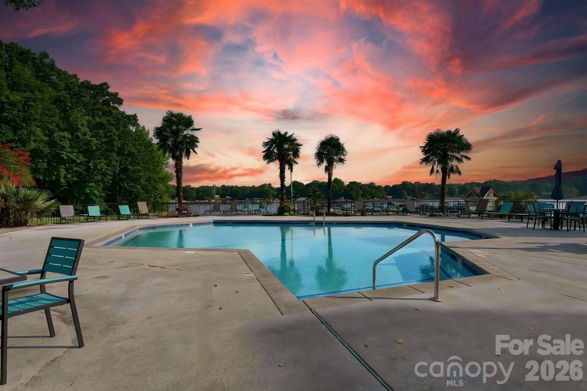 2135 Regatta Lane, #303, Denver, NC 28037 Lakefront In-Ground Pool Virtual Sunset