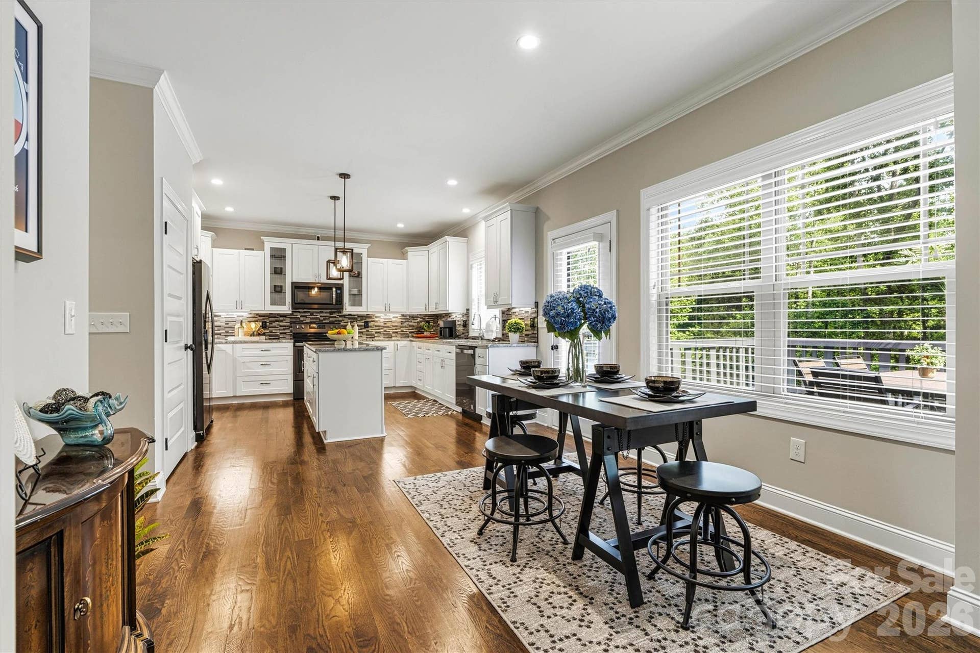 The Great Room flows into the Kitchen naturally.