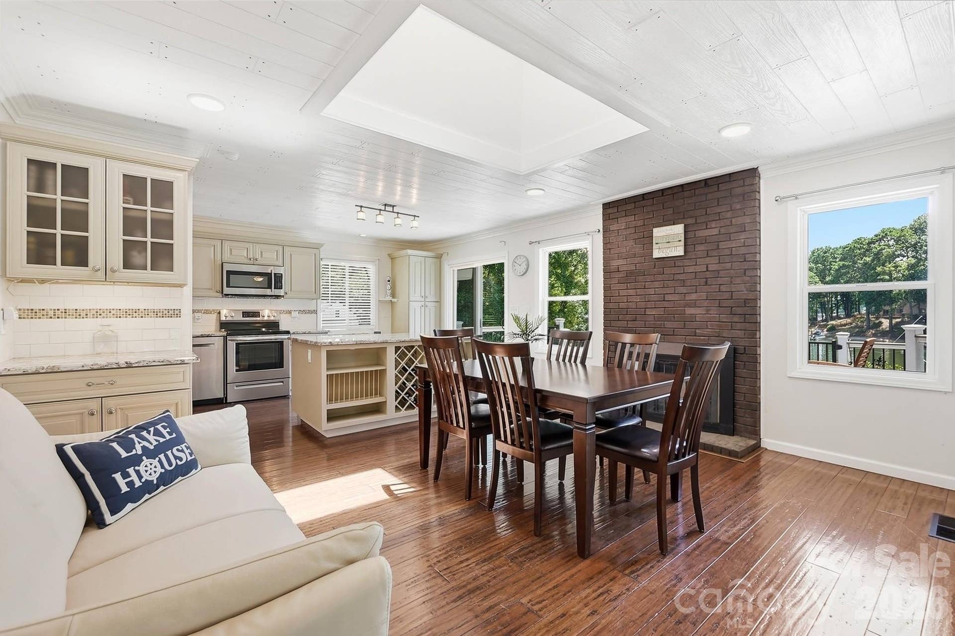 Dining area with fireplace