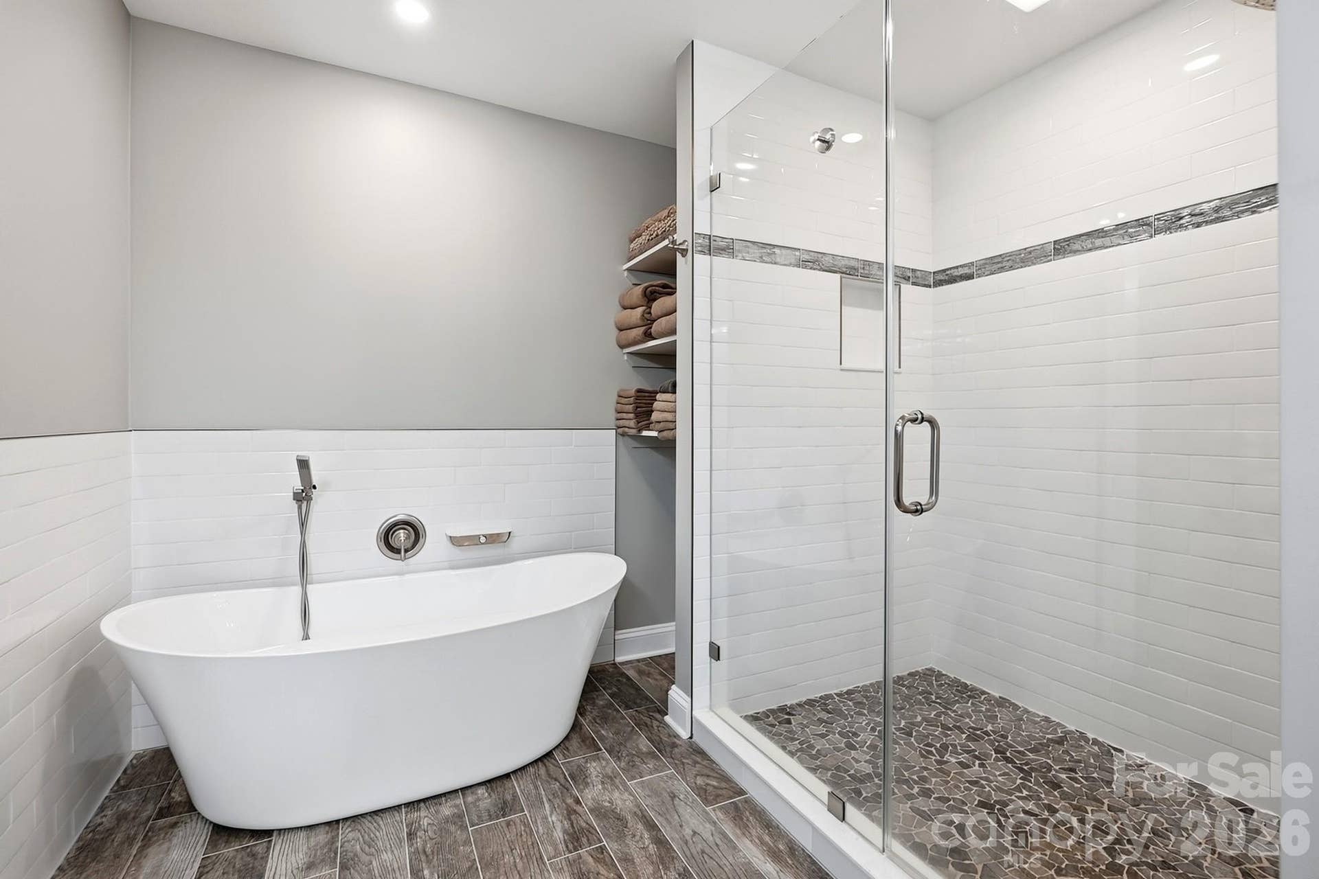 Soaking tub and spacious walk-in shower