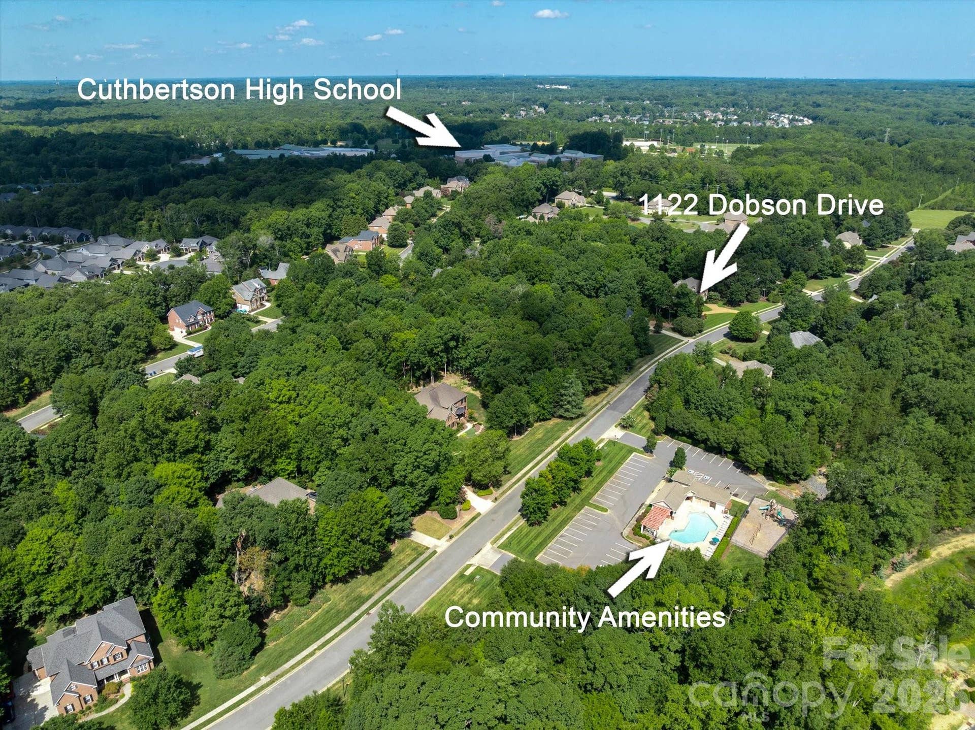 This premier residence is conveniently located right down the street from the highly sought after High School of Cuthbertson. And in close proximity to the local neighborhood swimming pool and Club House at the front of the neighborhood.