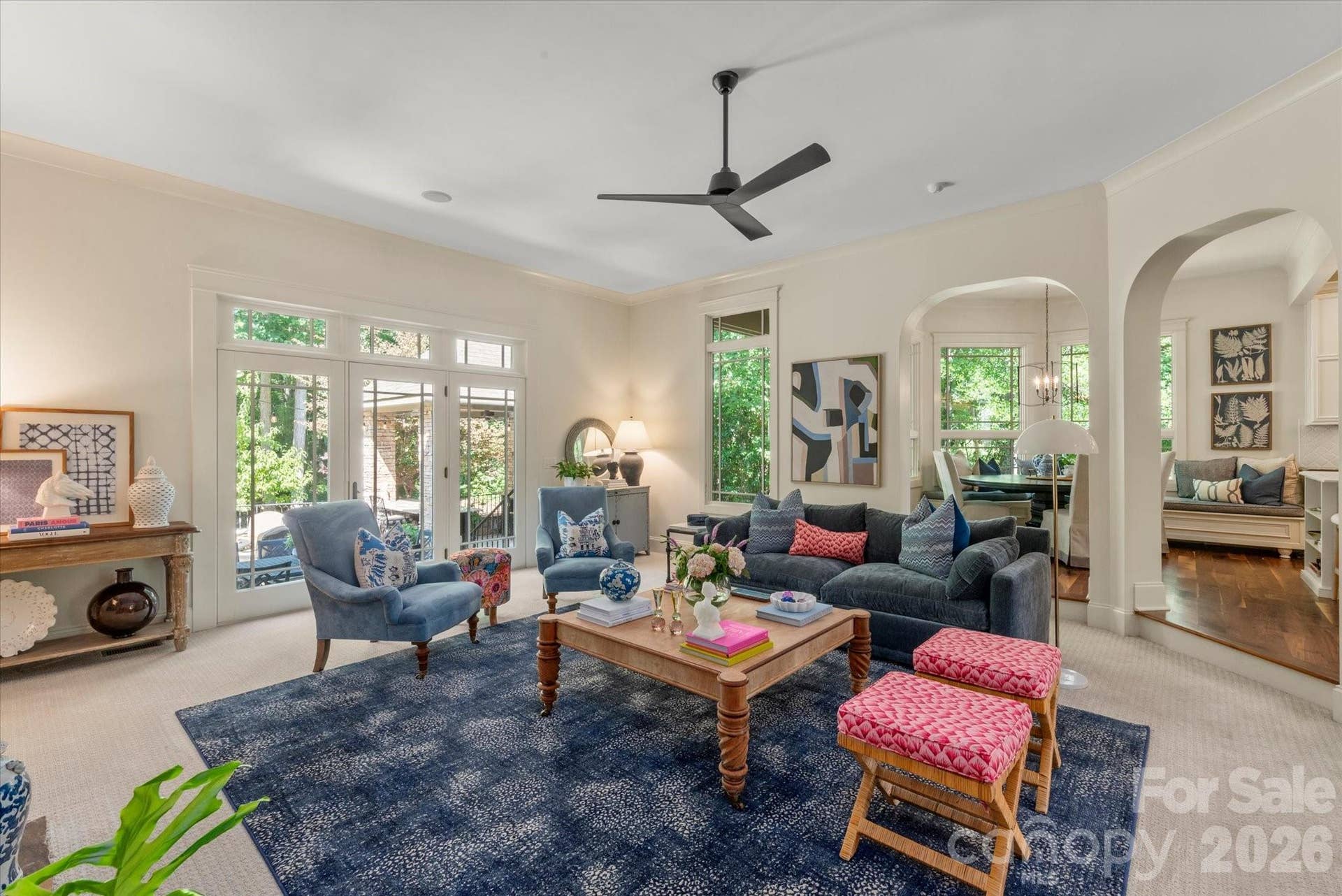 And the double french doors transition out to the additional stunning backyard area.