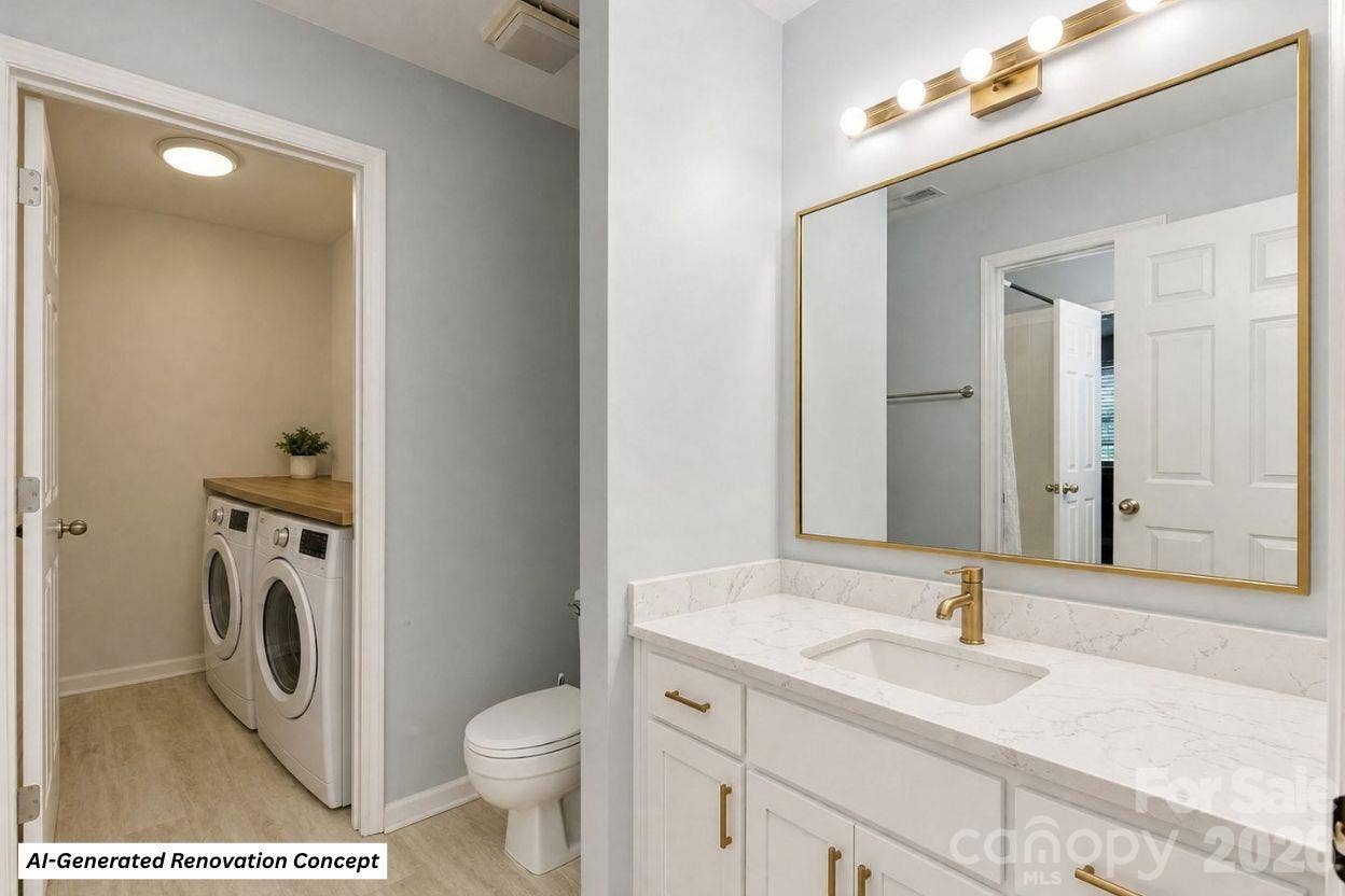 Bathroom & In-Unit Laundry (AI-Generated Concept)