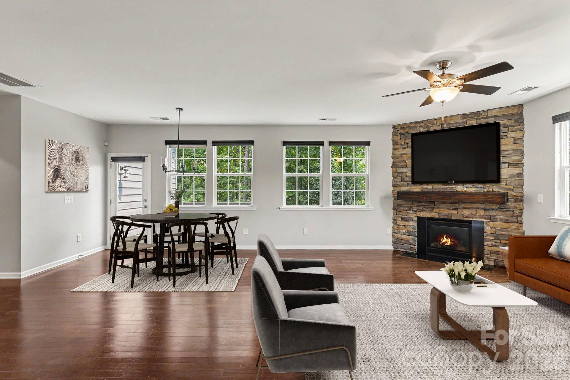 Virtually stage living room abd dining area