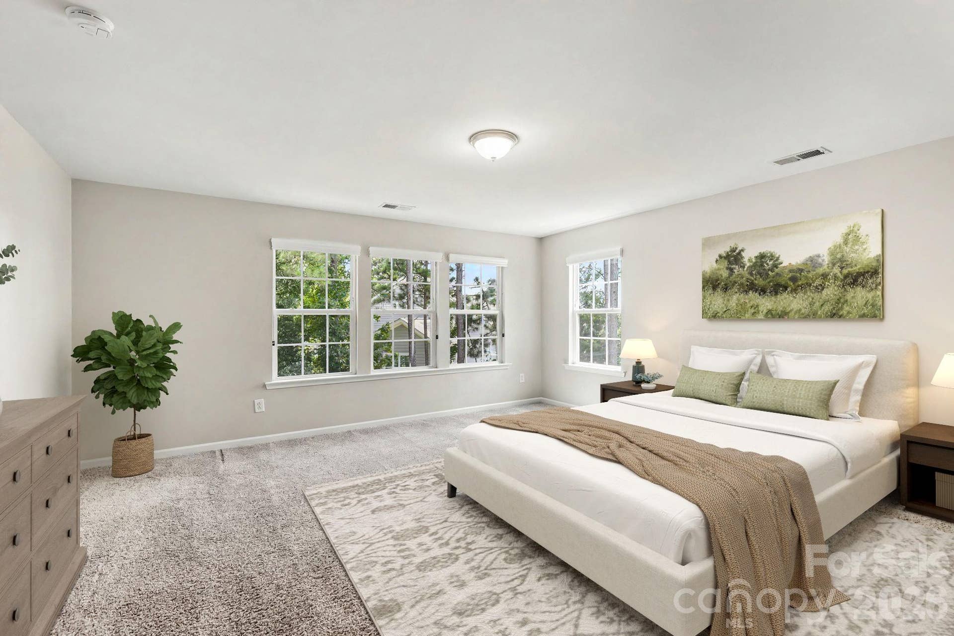 Virtually staged Primary suite