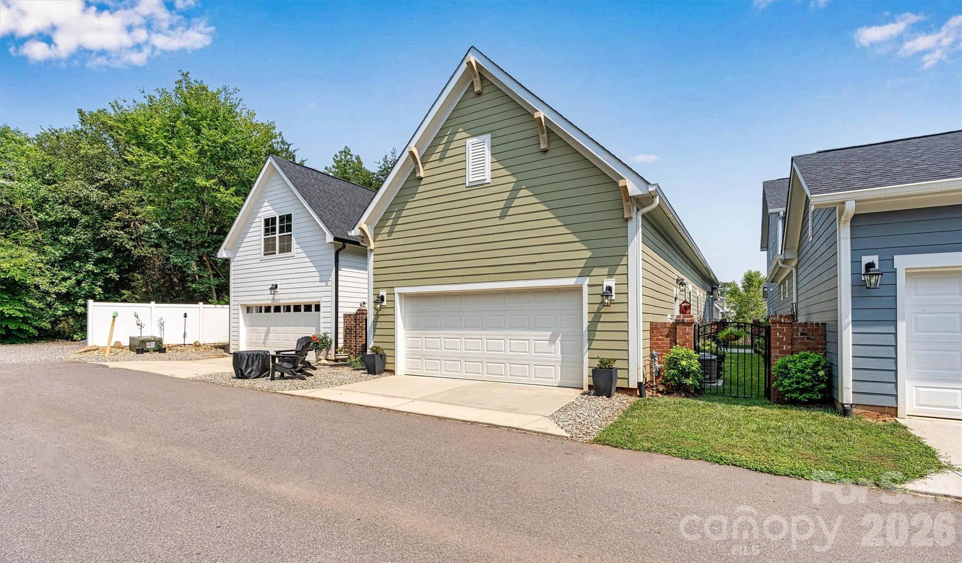 Rear entrance, 2-car garage
