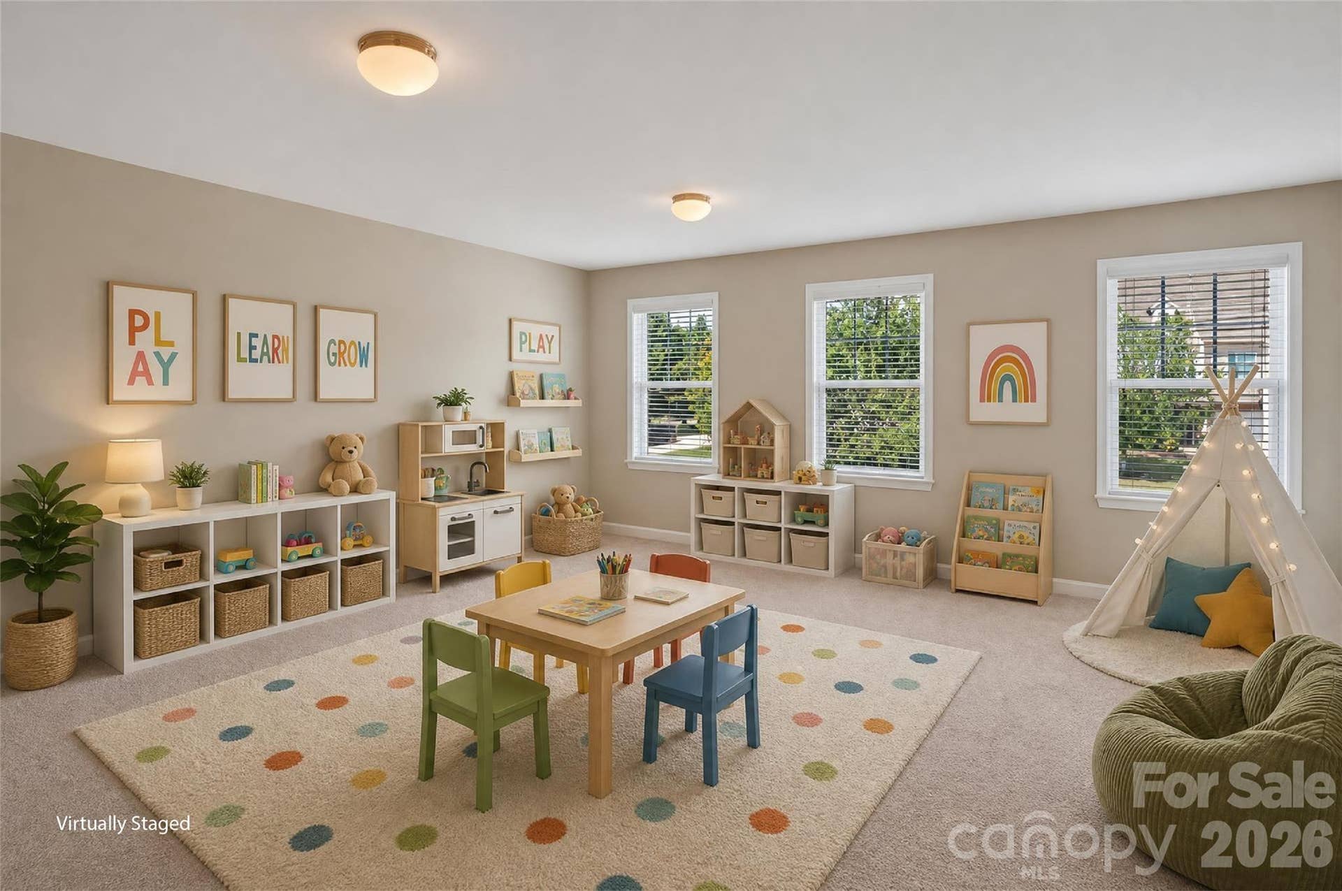 Upstairs you'll find a loft, perfect for a playroom, game room or extra living room.
