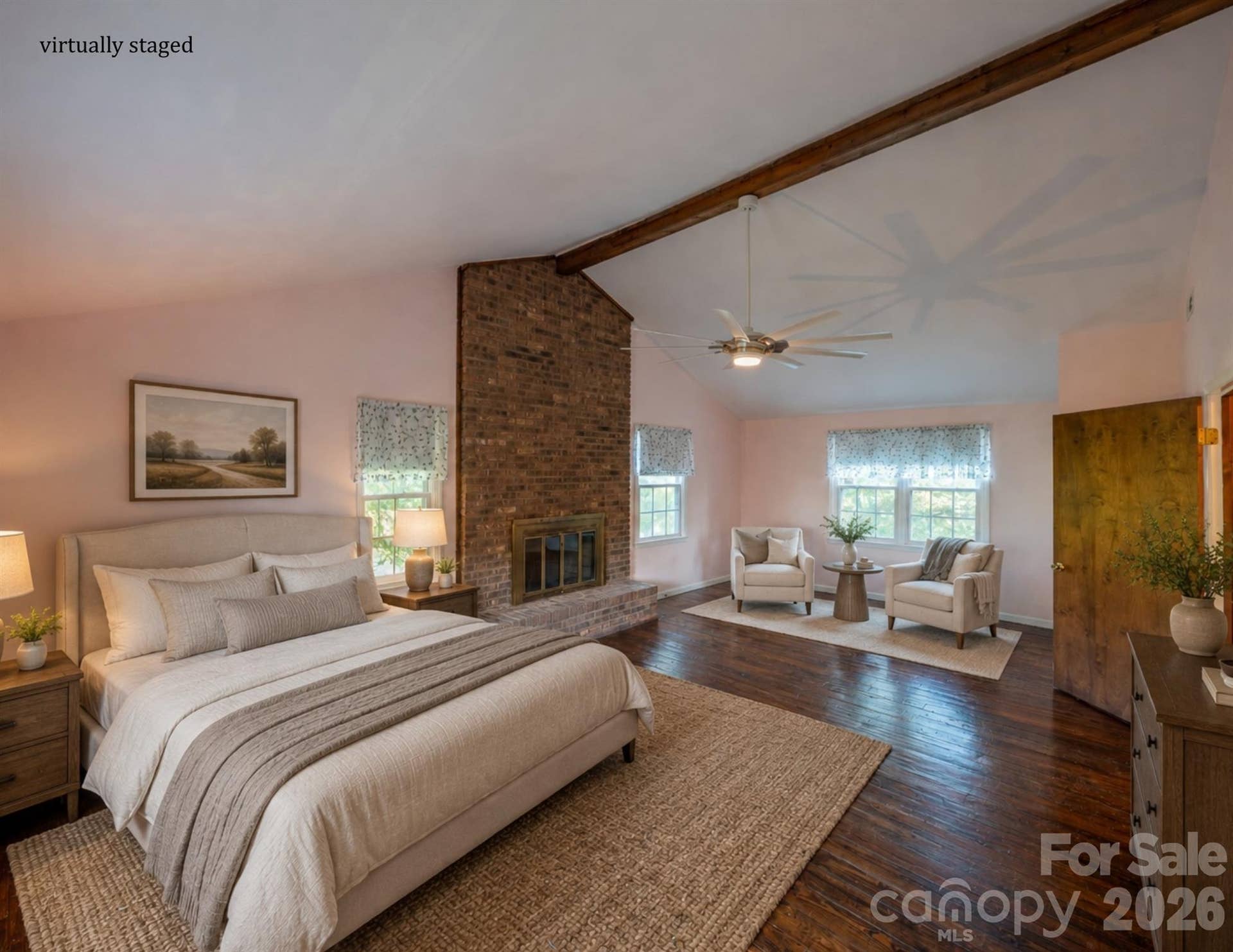 Virtually staged second floor bedroom