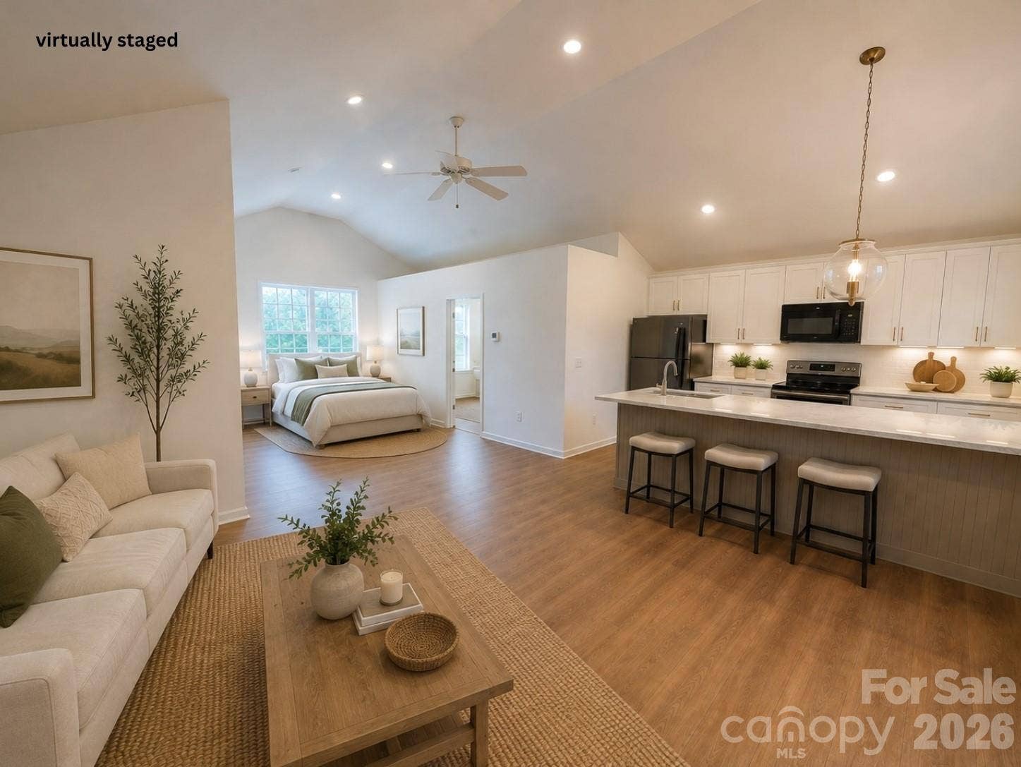 Virtually staged above the garage apartment