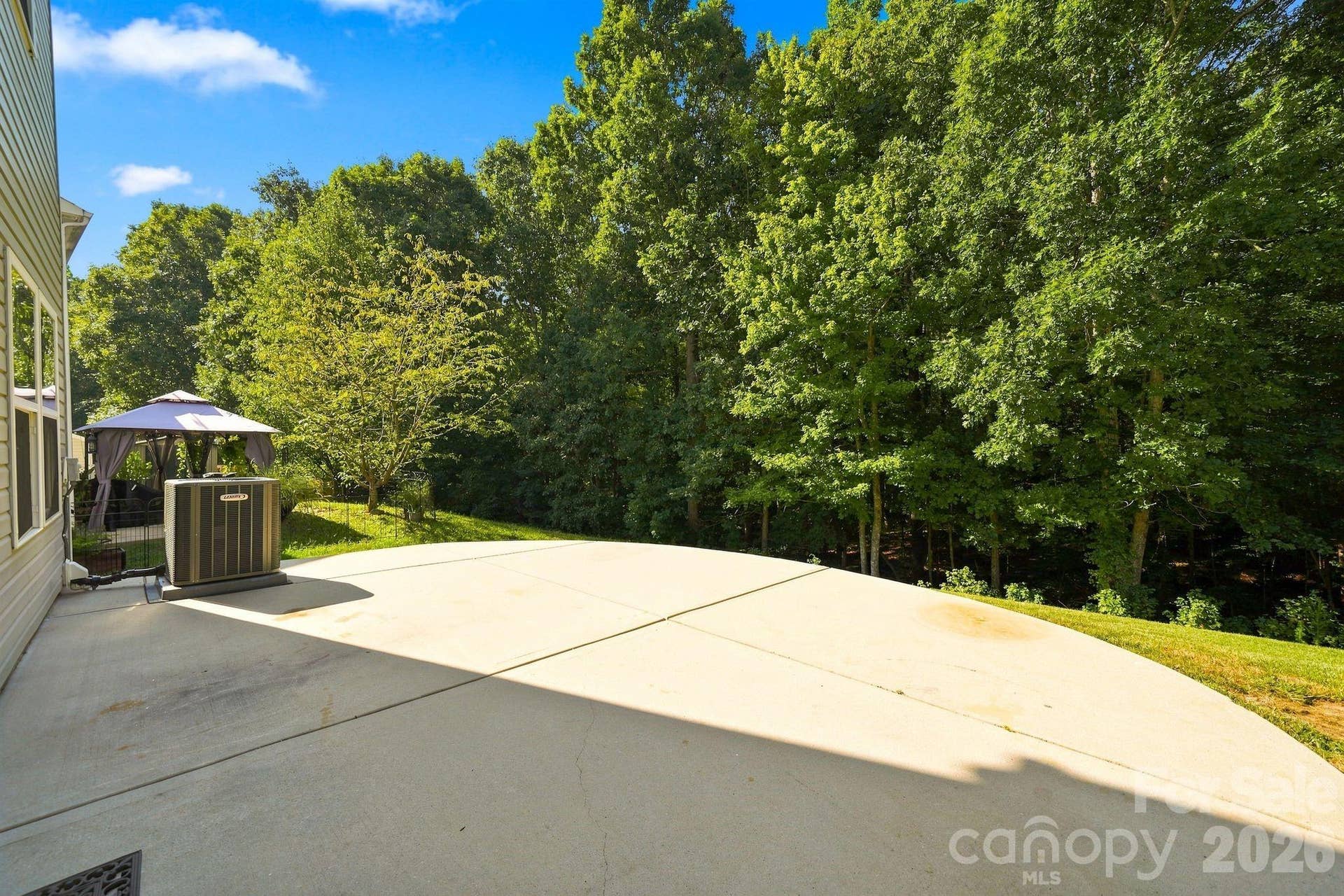 back yard is wooded