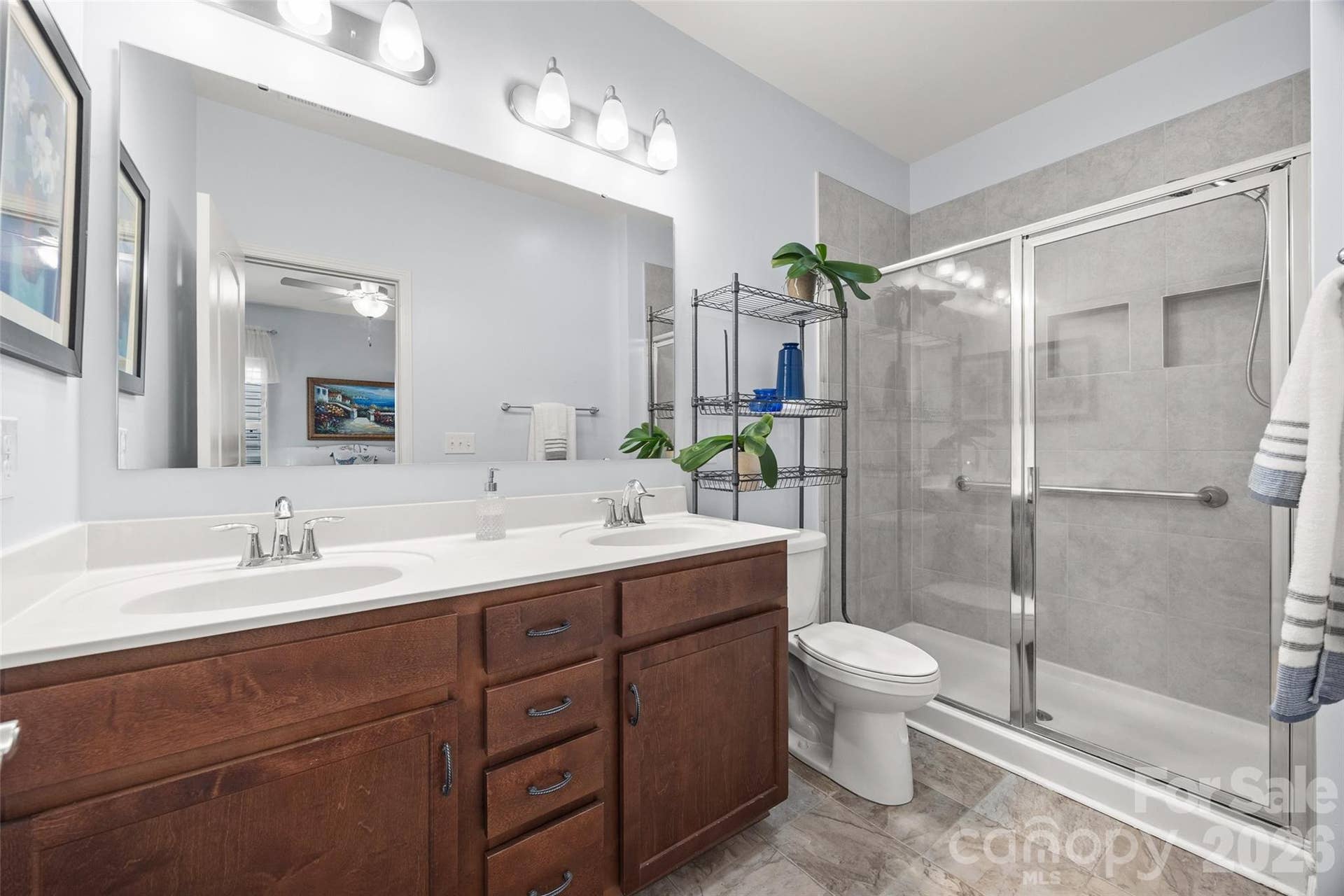 22444 Gateway Drive, Lancaster, SC 29720 Primary bathroom with double vanity and walk-in shower