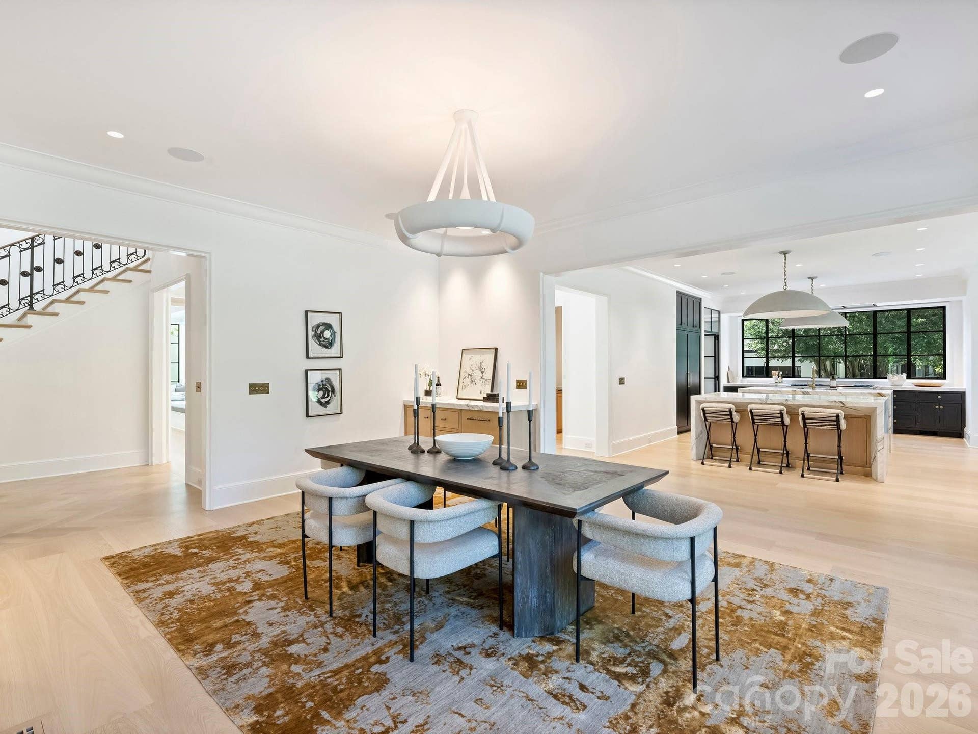 Dining room with drink bar open to the kitchen