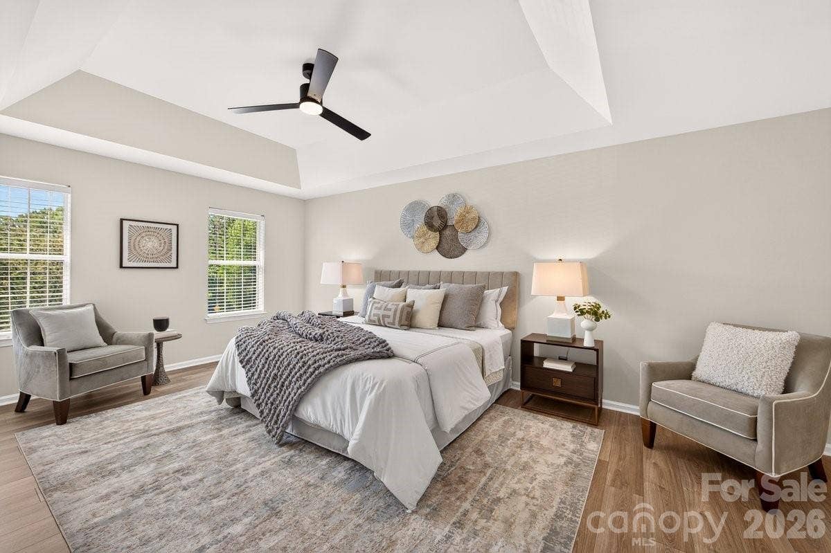 2901 Firewood Drive, Matthews, NC 28105 Lovely Primary Suite with tray ceiling and walk-in closet.