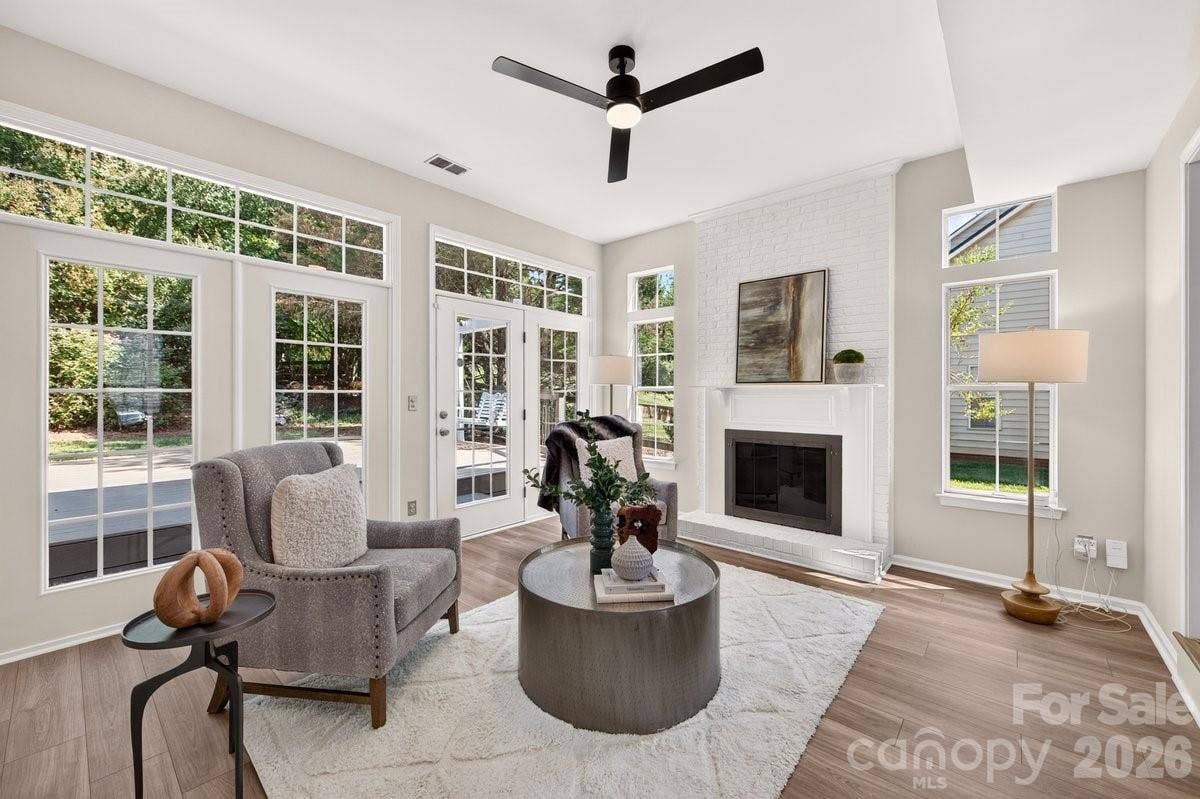 2901 Firewood Drive, Matthews, NC 28105 Family Room with gas log fireplace.