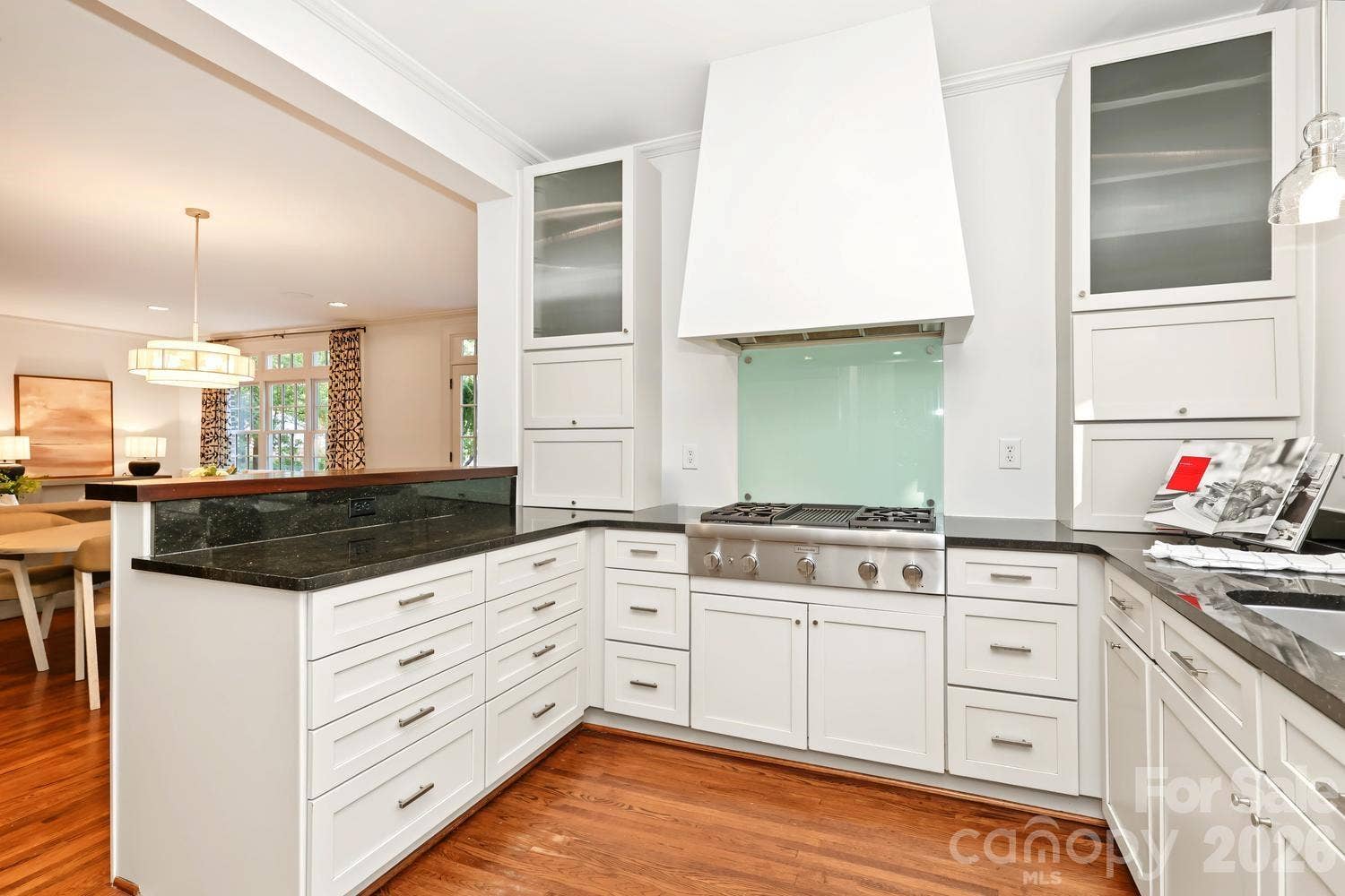Elegant and modern kitchen open to the family room