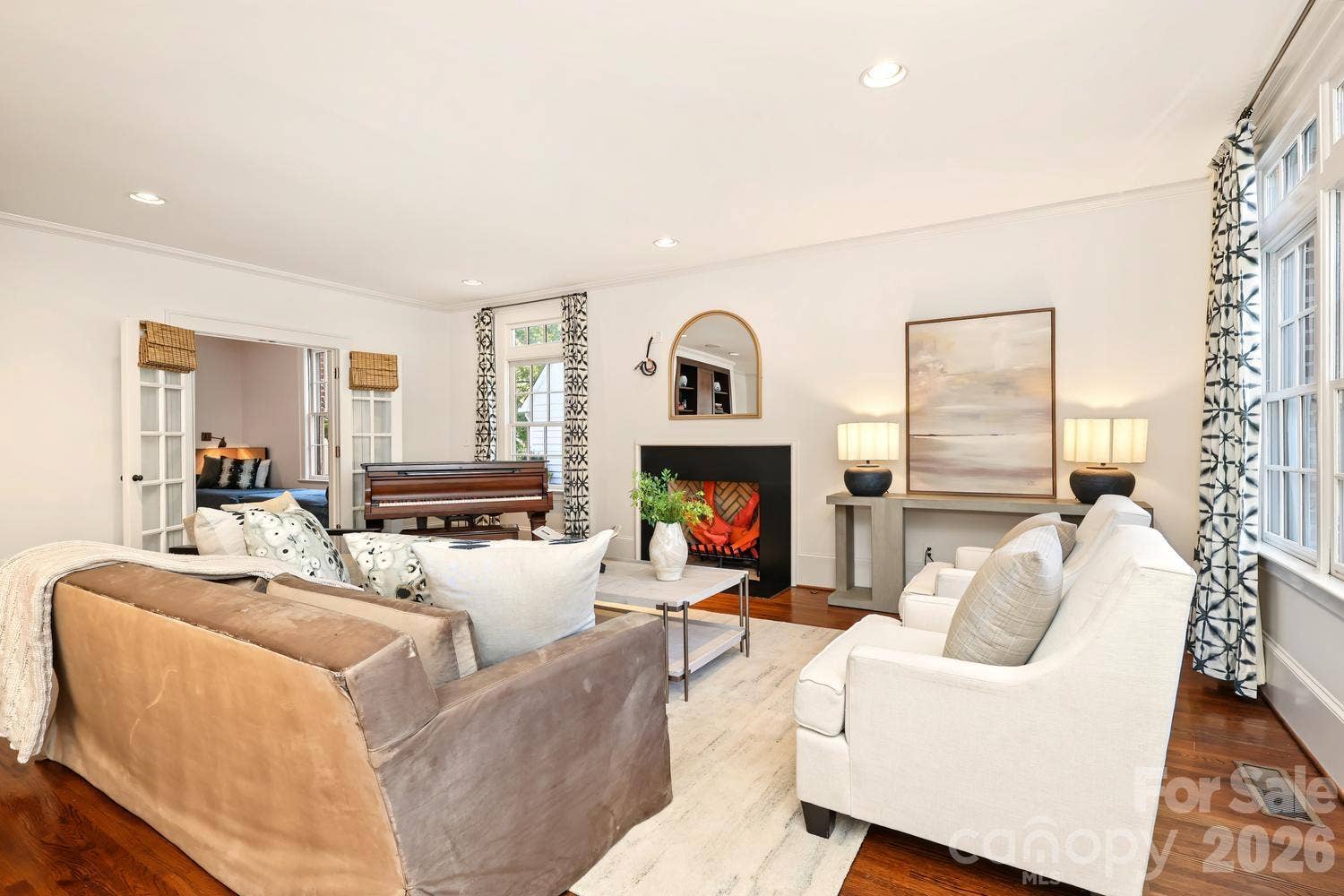 Family room and view to flex space