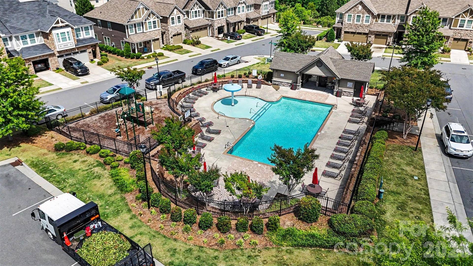 Aerial view of community amenities