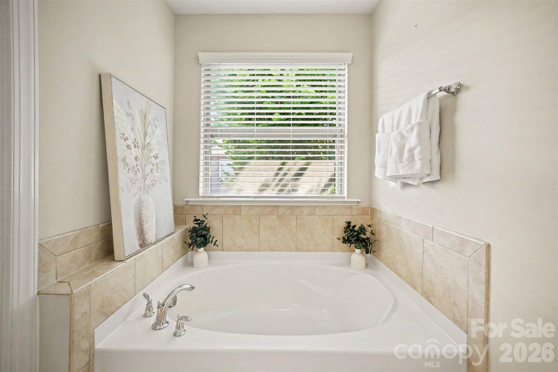 Primary bathroom with garden tub and walk-in shower