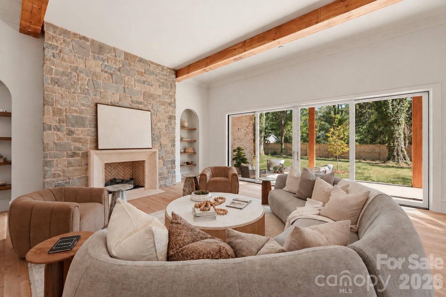 Living Room - Gas Fireplace -12' Door Wall to Exterior Covered Lanai