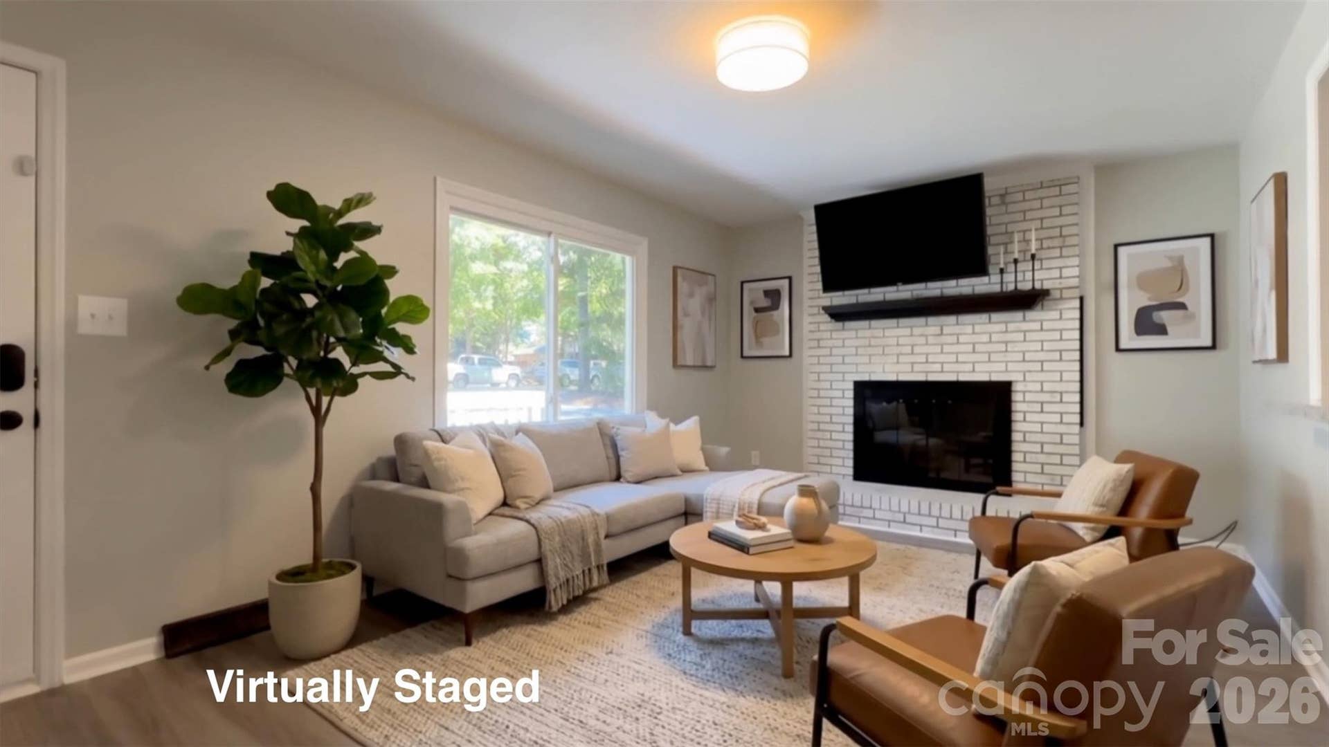 Virtually staged living room