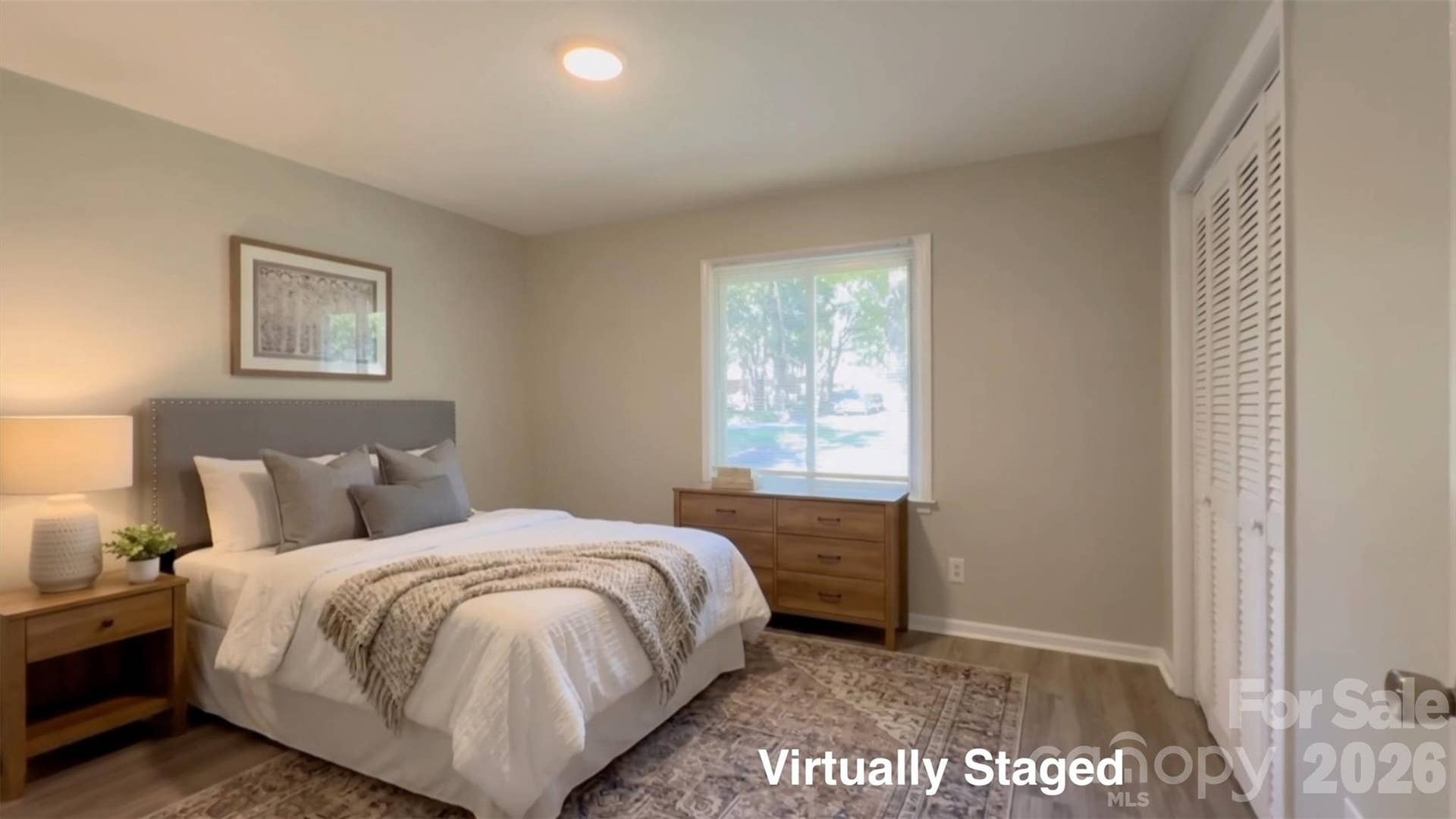 Virtually staged master bedroom