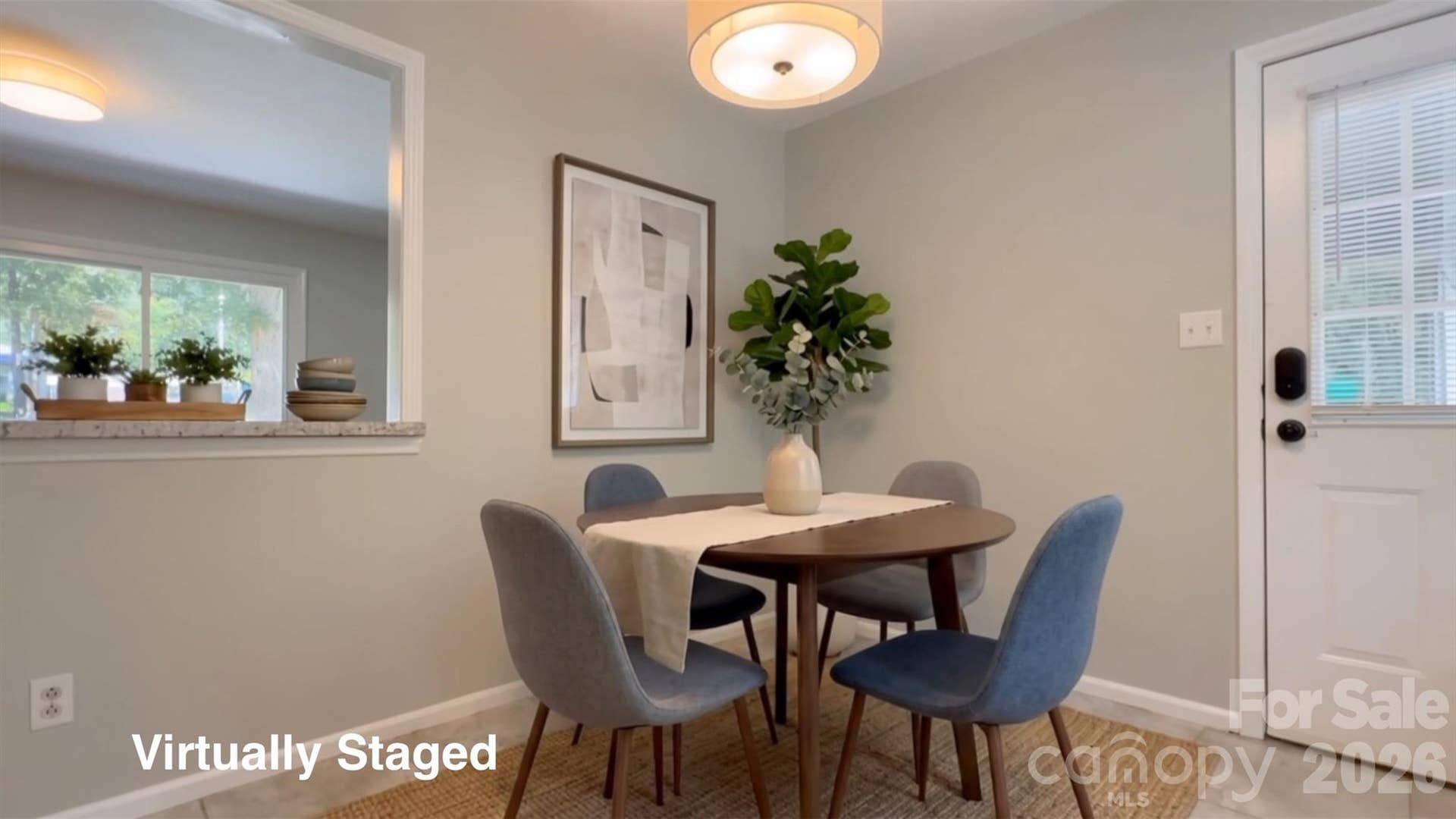 Virtually staged dining area