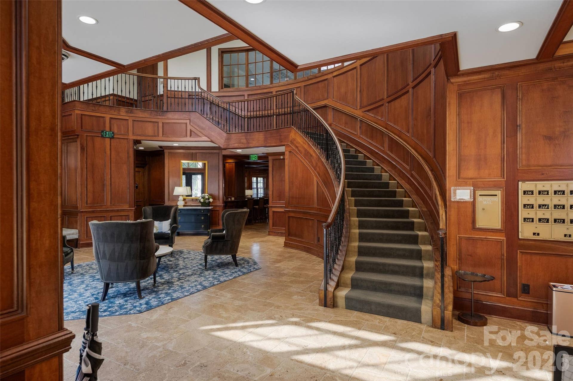 2823 Providence Road, #280, Charlotte, NC 28211 Rosewood lobby with paneled walls and curved staircase