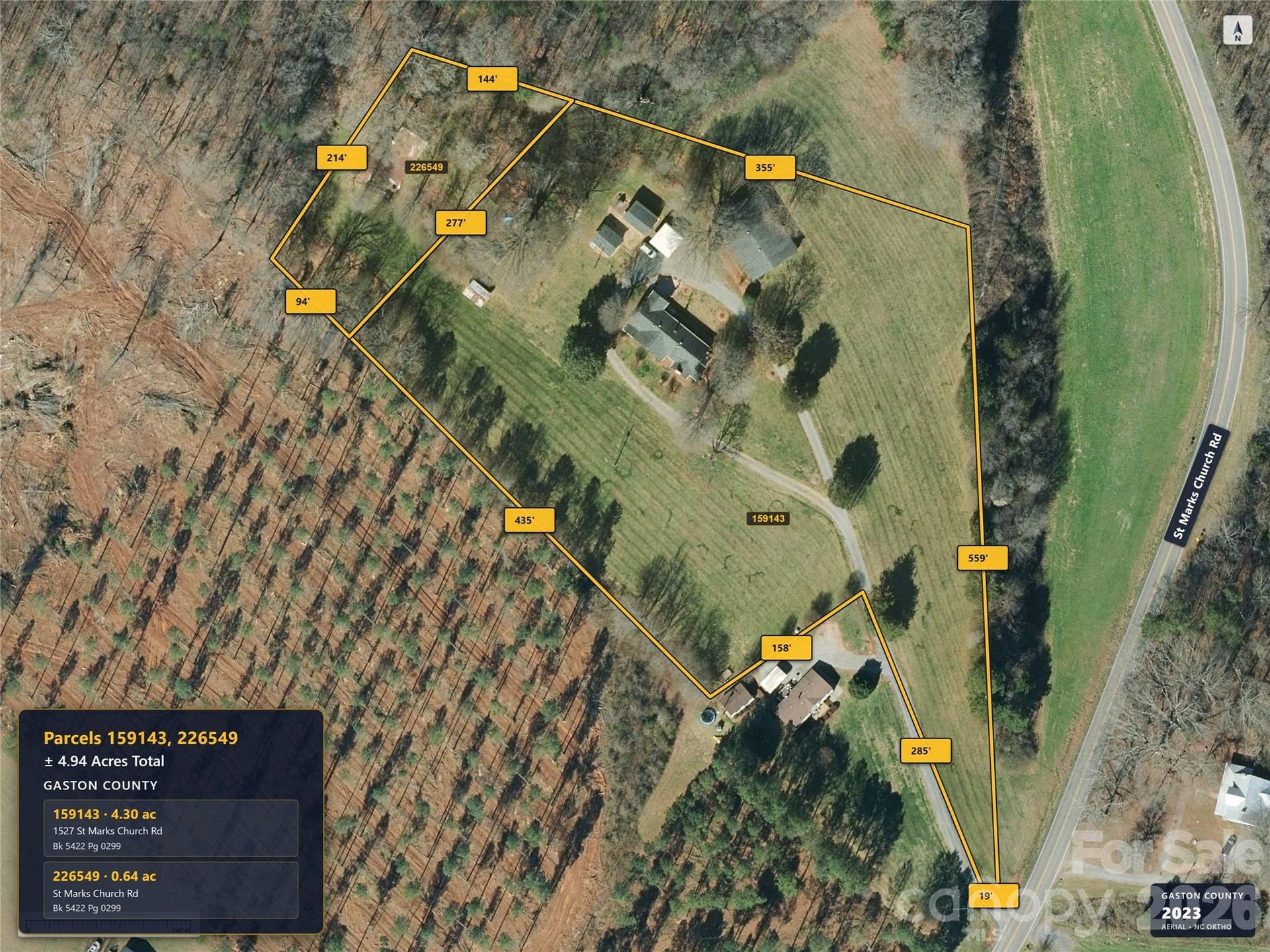 1527 St Marks Church Road, Crouse, NC 28033 Aerial imagery predates removal of the previous home.