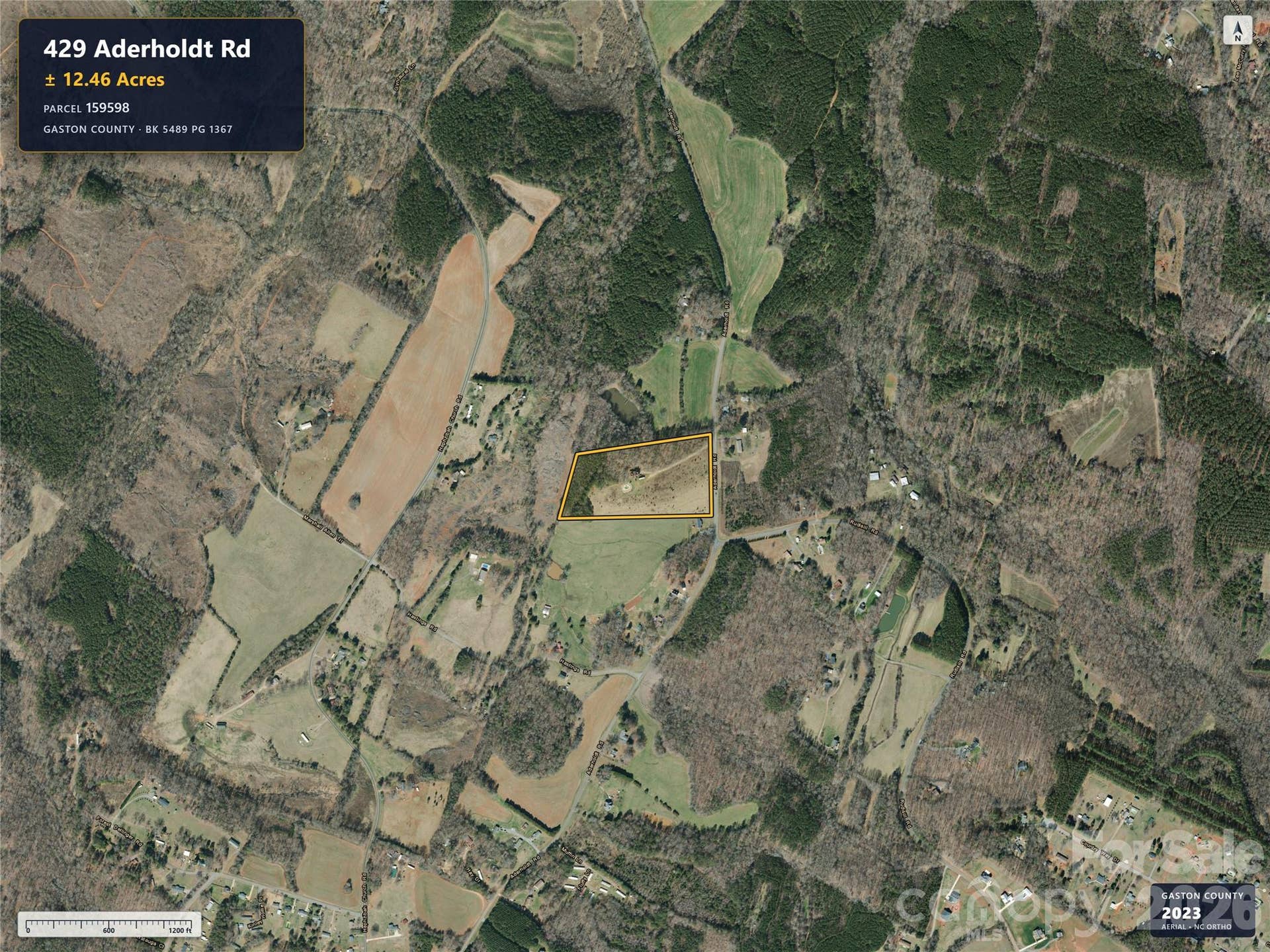 429 Aderholdt Road, Lincolnton, NC 28092 Aerial imagery shows the current home, which is being removed.