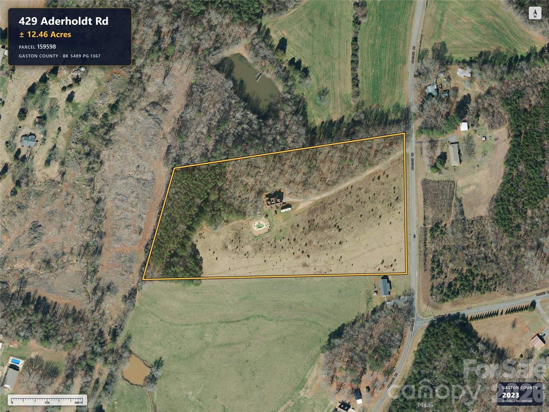 429 Aderholdt Road, Lincolnton, NC 28092 Aerial imagery shows the current home, which is being removed.