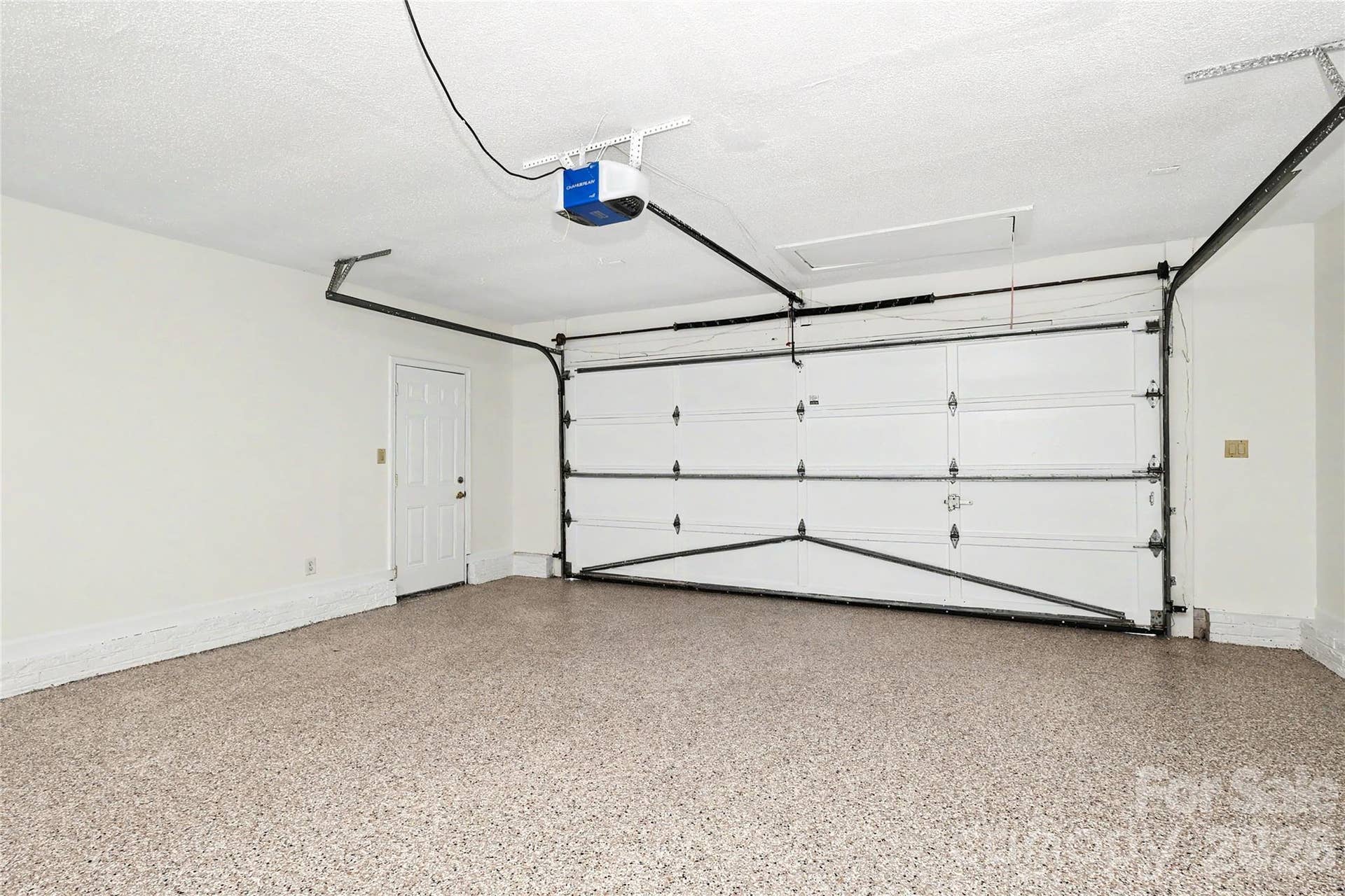 Two car garage with epoxy floor