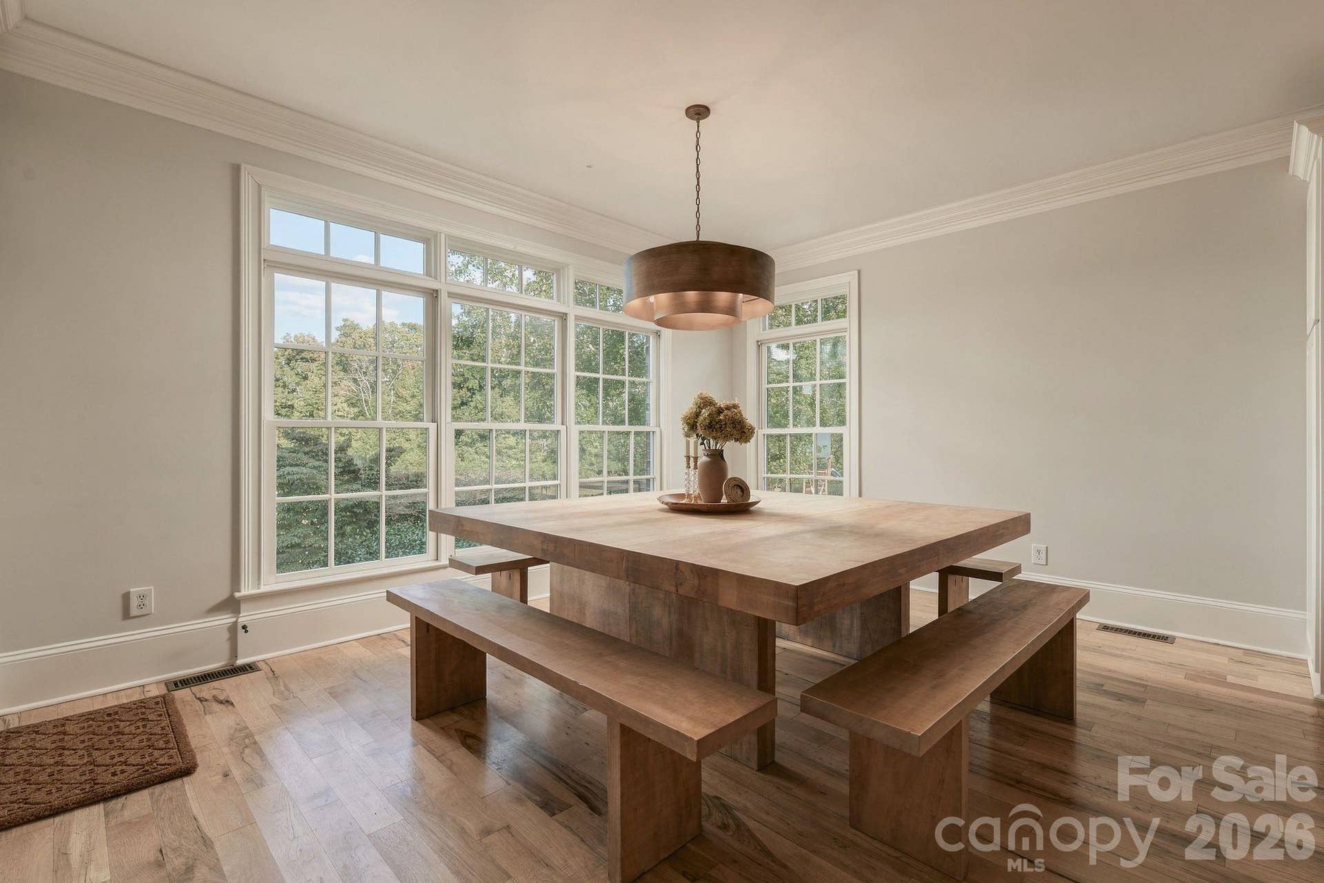 Breakfast nook offers views of estate grounds