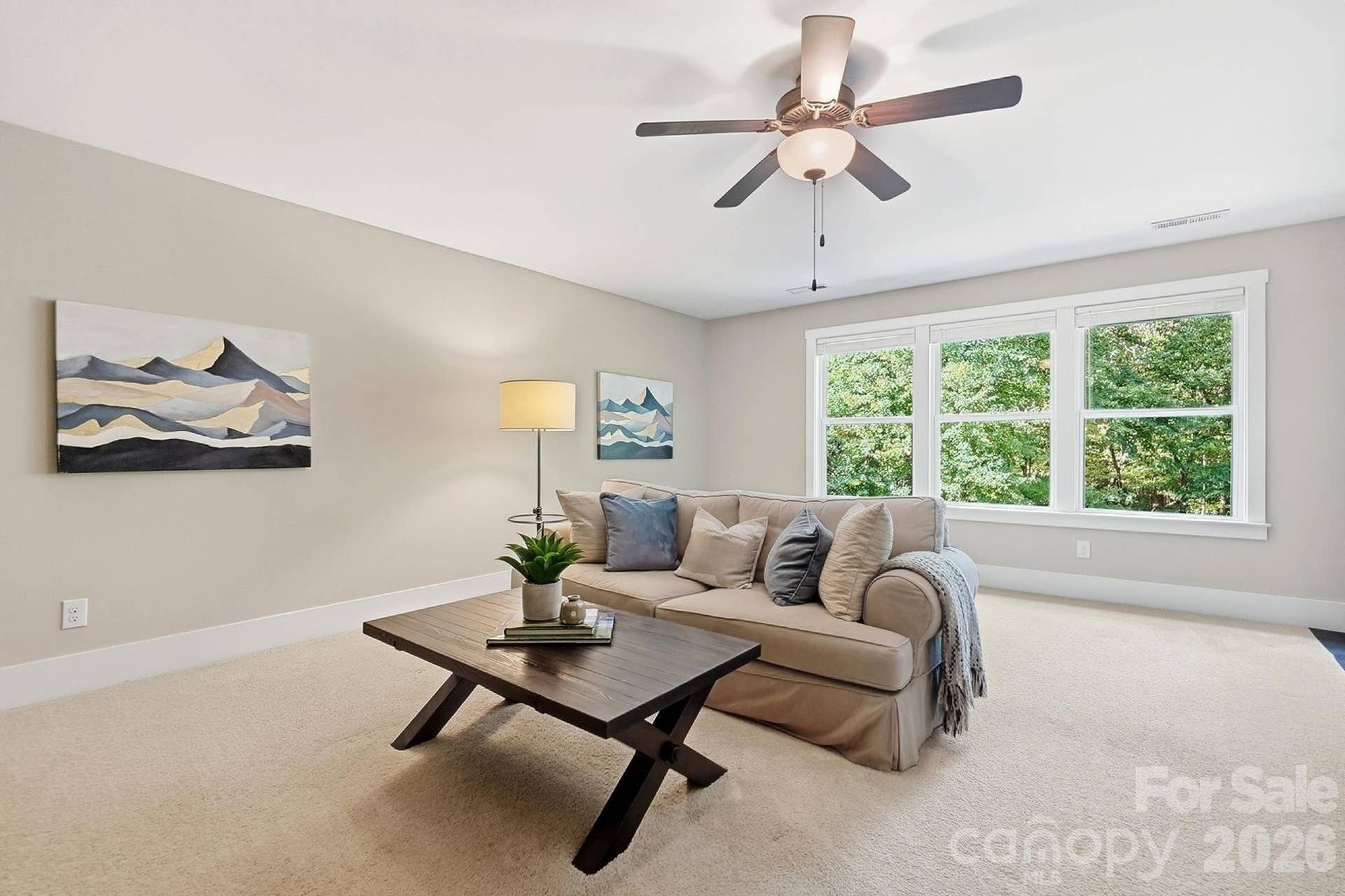 Media/bonus room with triple window