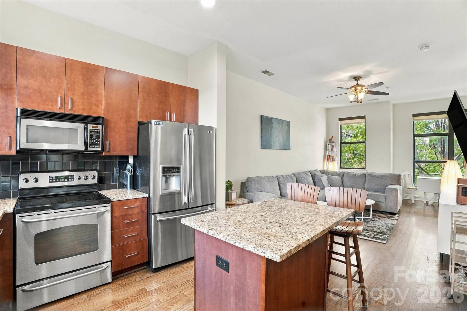 534 McDowell Street, Charlotte, NC 28204 kitchen flows into living room