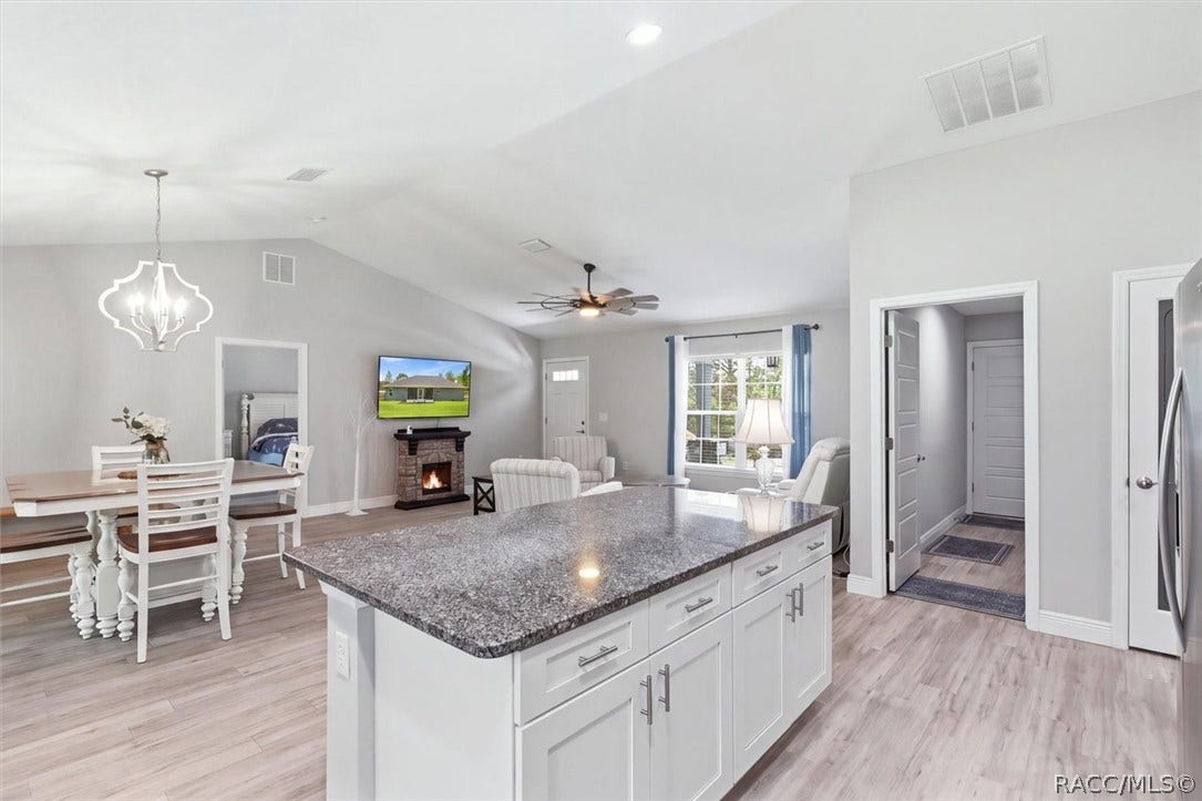 Oversized kitchen island with ample storage
