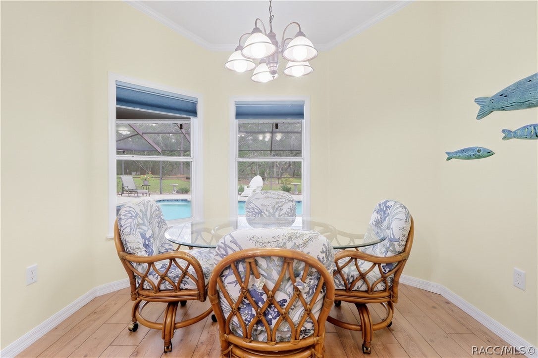 2593 S Columbine Avenue, Homosassa, FL 34448 Breakfast Nook Bright kitchen nook overlooking the screened pool and backyard through multiple windows.