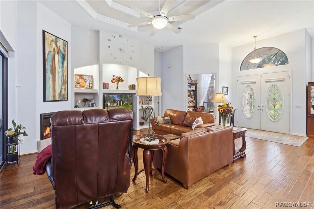 Living area with wood floors