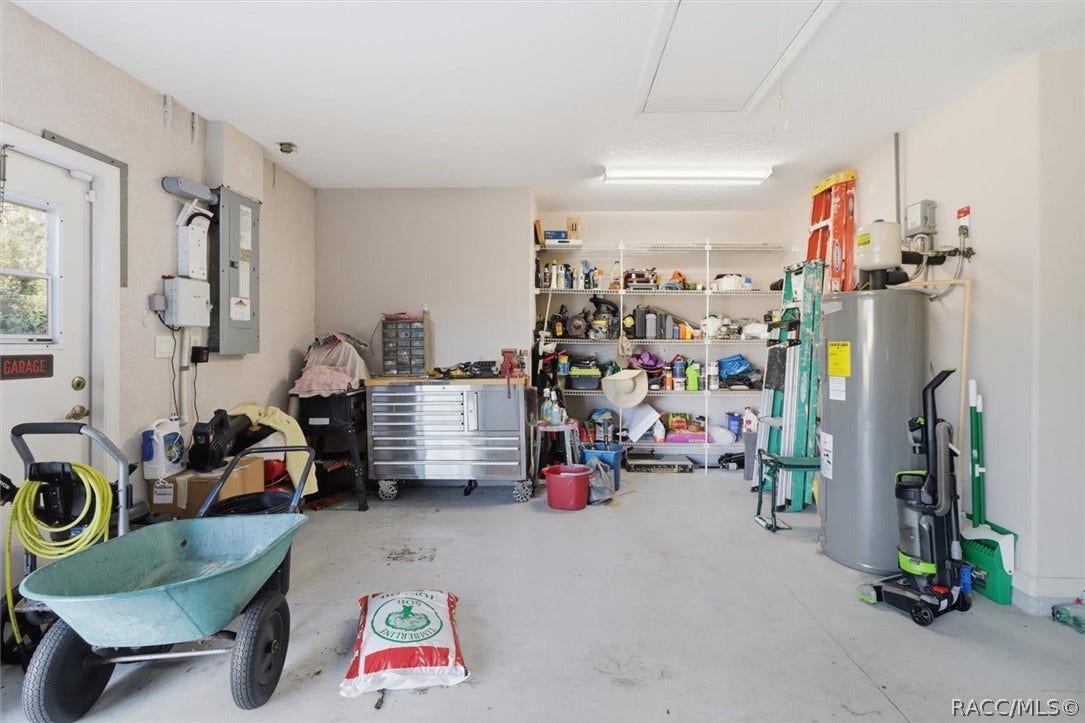 Garage has additional workshop space