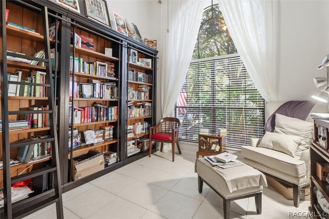 Library with custom bookshelves