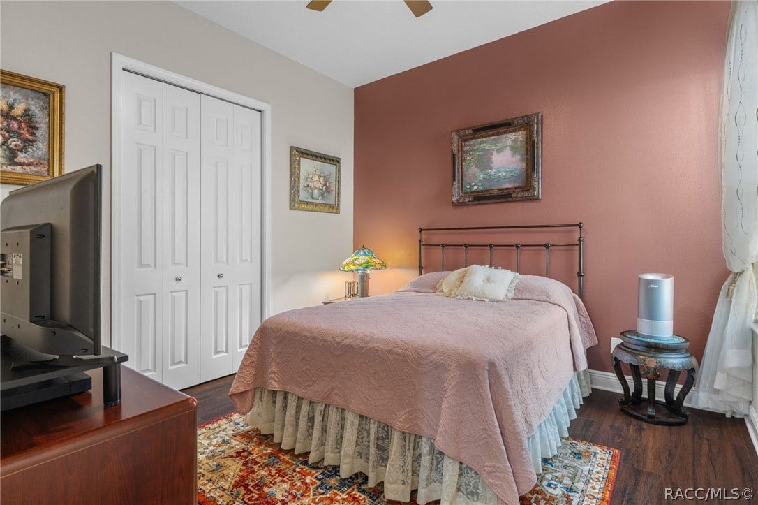 The comfortable and welcoming guest bedroom sits at the end of the hall for added privacy.