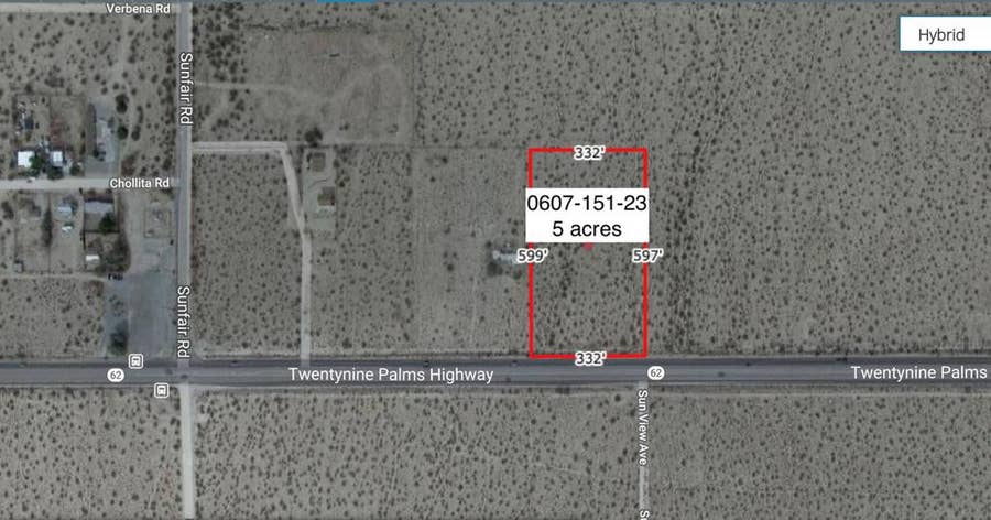 Property photo for 5 Acres On Hwy 62 Near Sunfair Road, Joshua Tree, CA
