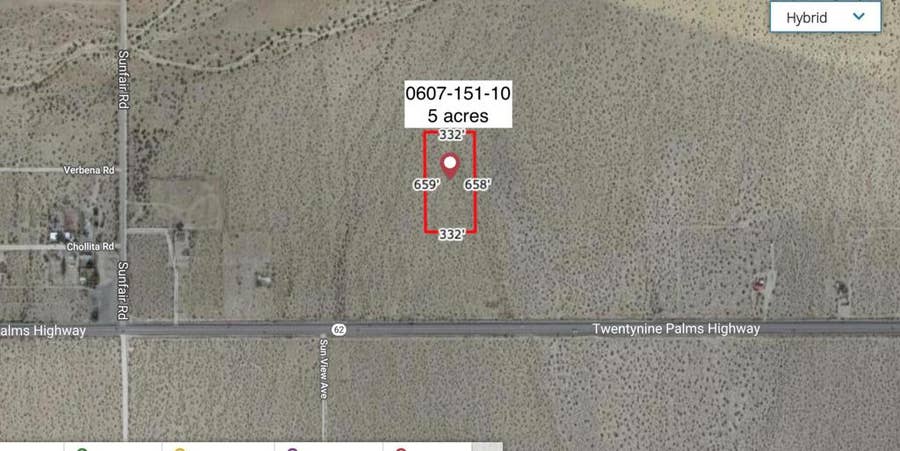 Property photo for 5 Acres Near Hwy 62 And Sunfair Road, Joshua Tree, CA