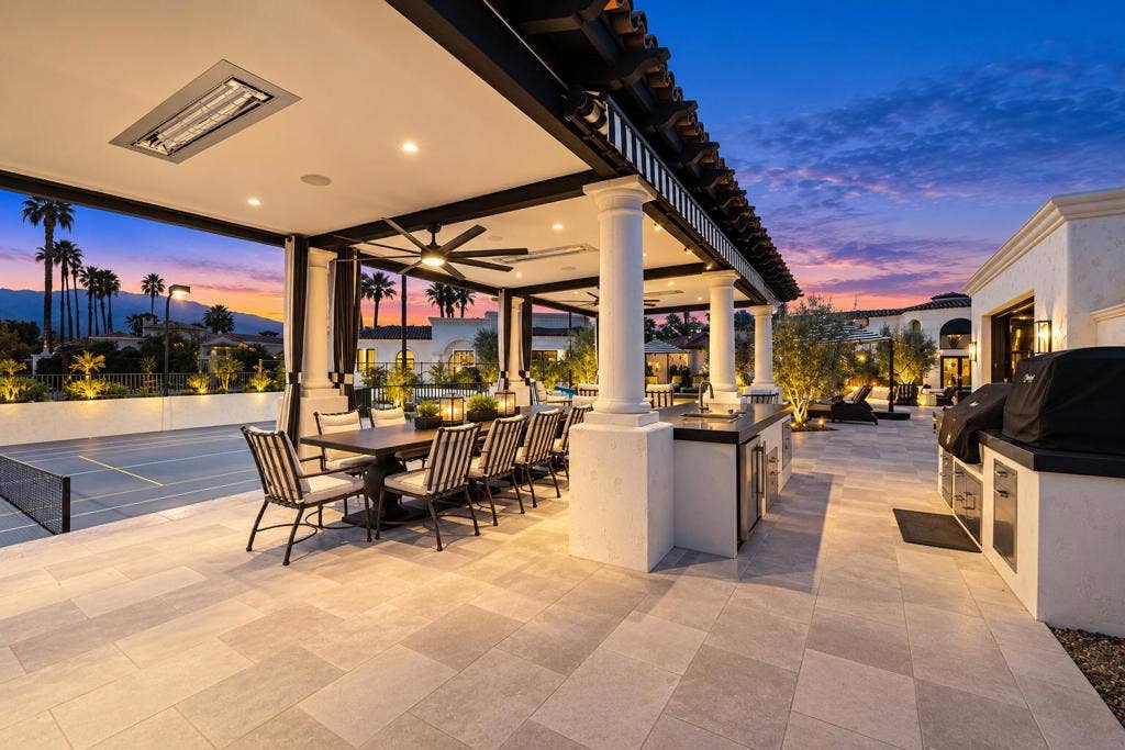 Patio Open to Tennis Court night
