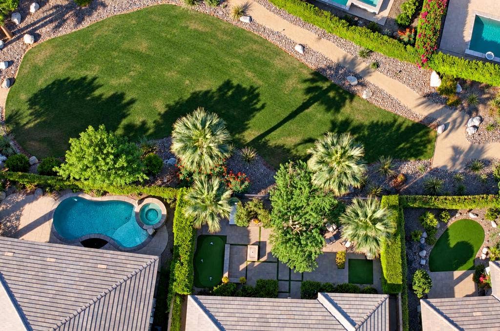 50845 Harps Canyon Drive, Indio, CA 92201 Arial View of Backyard Green Belt