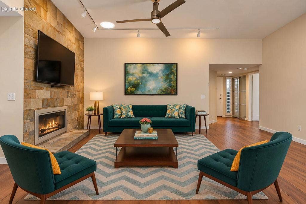4881 S Winners Circle, #B, Palm Springs, CA 92264 96-web-or-mls-Teal Mid-Century Living Ro