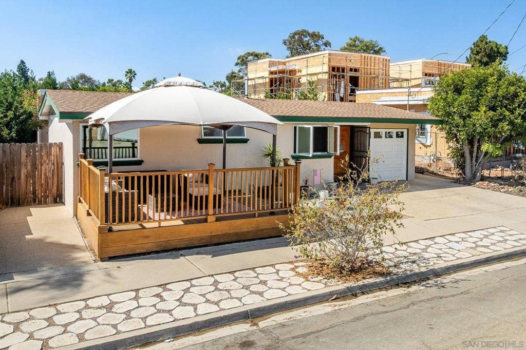 4740 Shoshoni Ave., San Diego, CA 92117 Covered patio/deck at front of home.