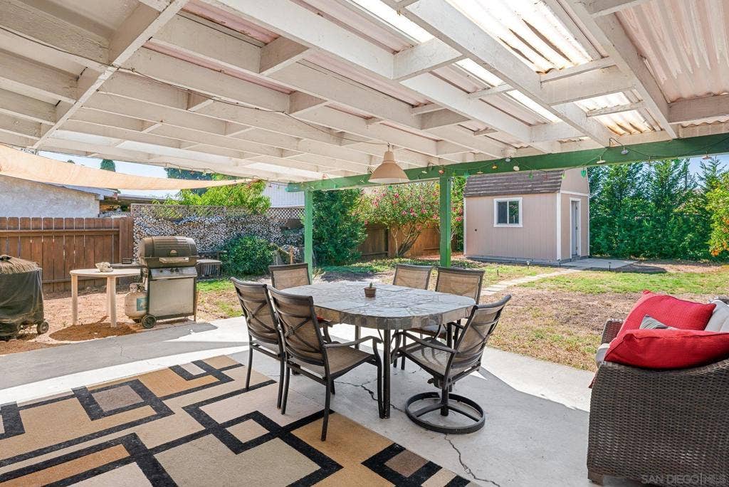 4740 Shoshoni Ave., San Diego, CA 92117 Covered patio in backyard