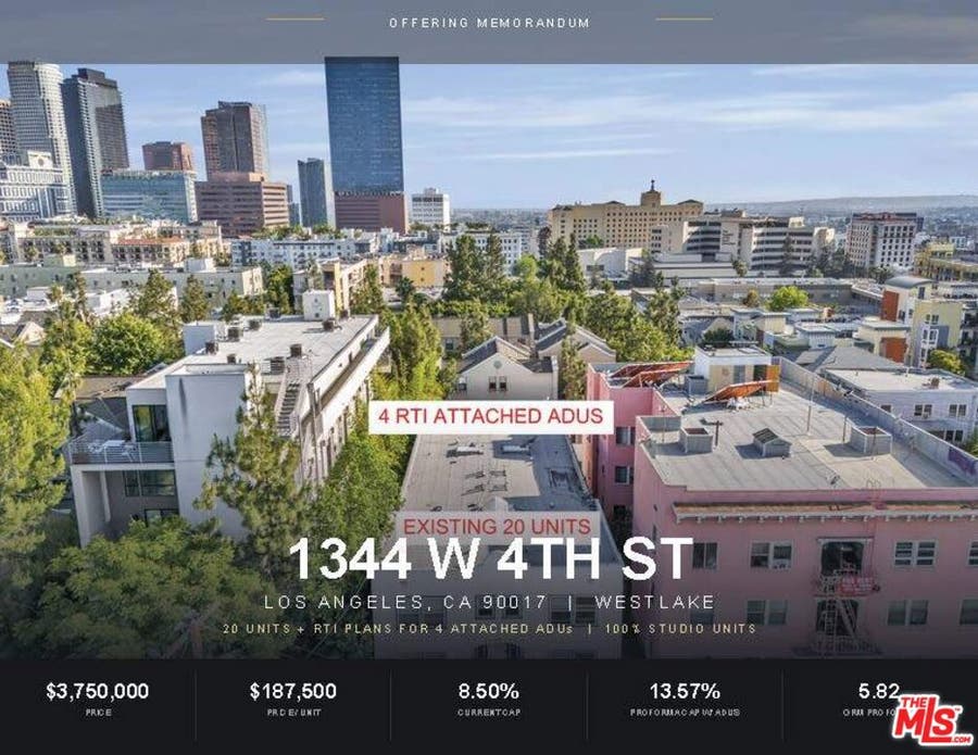 Property photo for 1344 W 4th Street, Los Angeles, CA