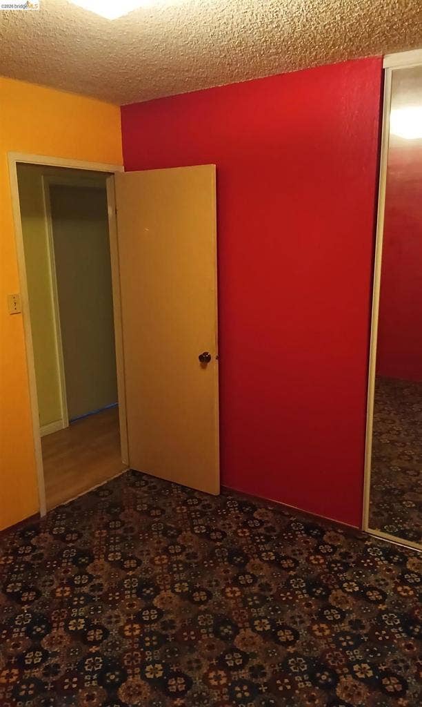 145 Viking Way, Pittsburg, CA 94565 Textured ceiling, patterned carpet, wood-finish flooring, full-height mirrored closet door