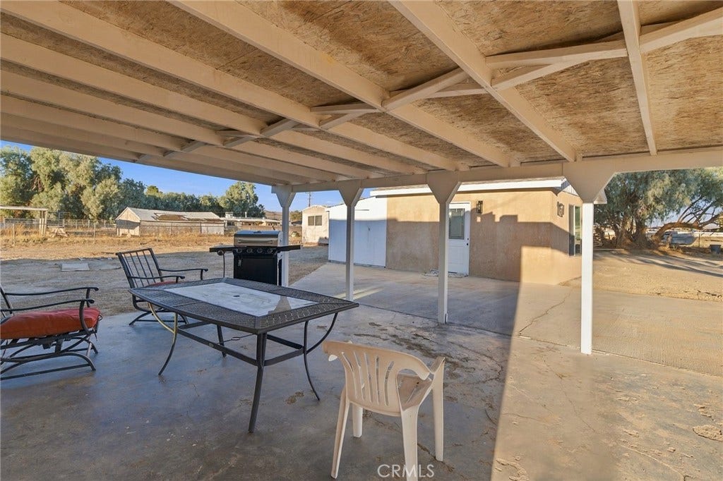 35225 Cedar Road, Barstow, CA 92311 Covered patio with finished workshop in the distance